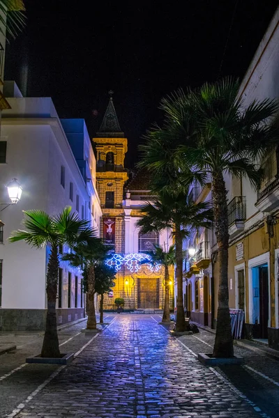 Night View Gourmet Street Spanish City Cadiz Calle Virgen — Stockfoto