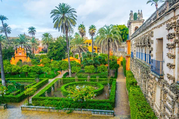 İspanyol şehri Sevilla 'daki gerçek Alcazar Sarayı' nın manzarası