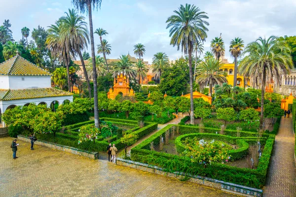 View Garden Real Alcazar Palace Spanish City Sevilla — Stockfoto