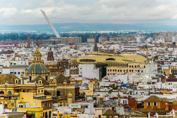 Vanuit Lucht Uitzicht Spaanse Stad Sevilla Genomen Vanaf Top Van — Stockfoto