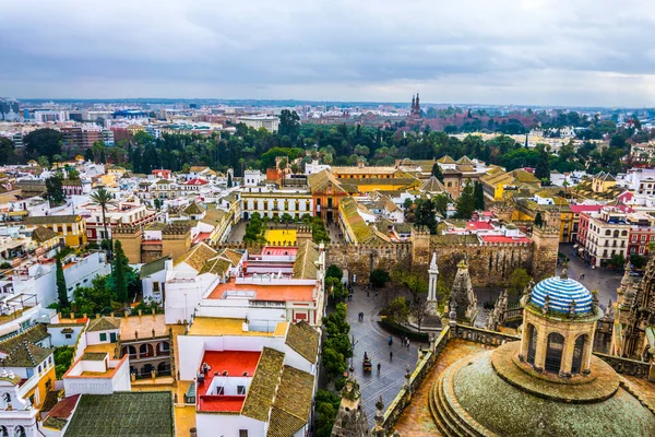 Antenn Utsikt Över Den Spanska Staden Sevilla Tagen Från Toppen — Stockfoto