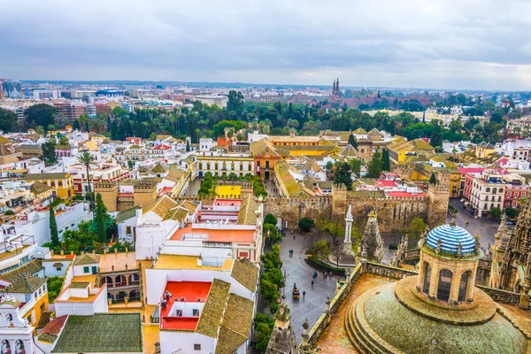 Antenn Utsikt Över Den Spanska Staden Sevilla Tagen Från Toppen — Stockfoto