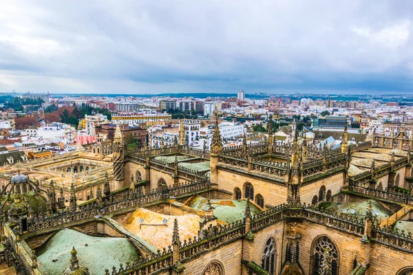 Sevilla 'daki katedralin havadan görünüşü