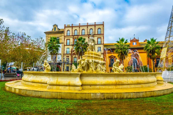 Hispalis Brunnen Sevilla Andalusien Spanien Das Zentrale Thema Des Brunnens — Stockfoto
