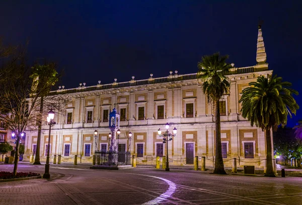 Nattutsikt Över Indiens Allmänna Arkiv Archivo General Indias Sevilla — Stockfoto