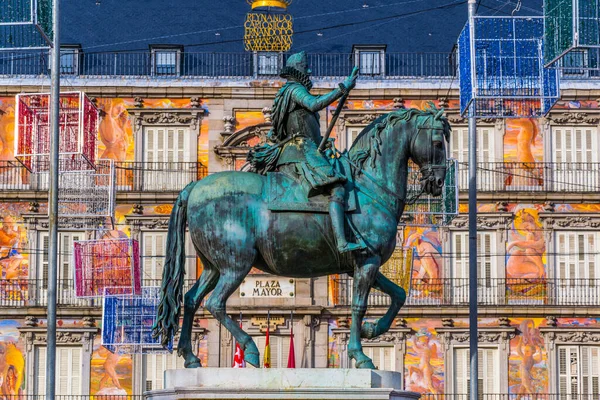 King Philip Iii Equestrian Statue Created 1616 Sculptors Gambologna Pietro — Foto de Stock