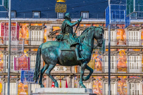 King Philip Iii Equestrian Statue Created 1616 Sculptors Gambologna Pietro — Foto de Stock