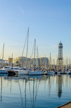 Barcelona, Spai 'de bir gezinti güvertesi görünüyor.