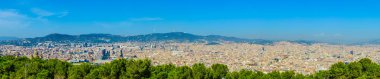 Montjuic kalesinden Barcelona 'nın havadan görünüşü, İspanya