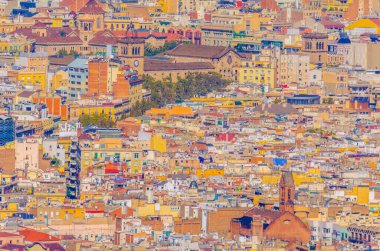 Aerial view of Barcelona from Montjuic castle, Spain