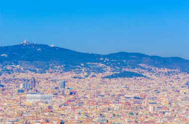 Montjuic kalesinden Barcelona 'nın havadan görünüşü, İspanya