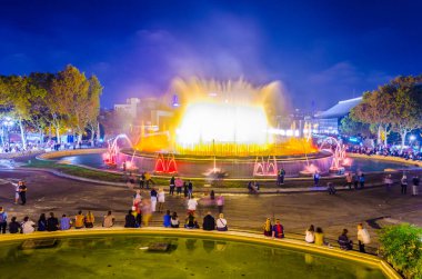 Night view of the magic fountain in Barcelona, Spai