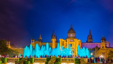 Night view of the Catalan art museum in Barcelona MNAC - Museu Nacional d'Art de Catalunya in Barcelon