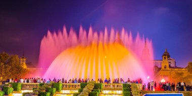Night view of the magic fountain in Barcelona, Spai
