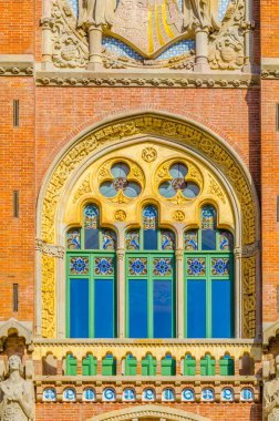 Barcelona, İspanya 'daki eski Santa Creu i Sant Pau Hastanesi manzarası
