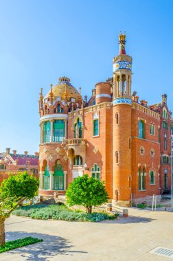 Barcelona, İspanya 'daki eski Santa Creu i Sant Pau Hastanesi manzarası