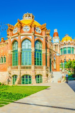 Barcelona, İspanya 'daki eski Santa Creu i Sant Pau Hastanesi manzarası