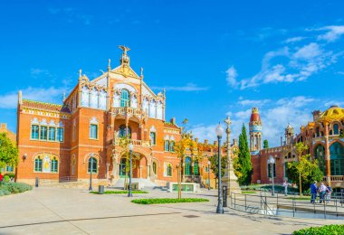 Barcelona, İspanya 'daki eski Santa Creu i Sant Pau Hastanesi manzarası