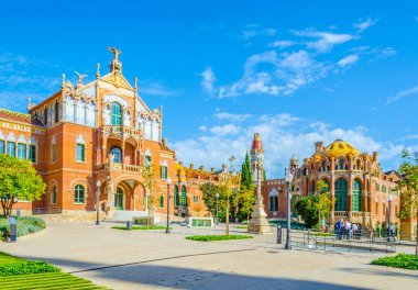 View of the former Hospital de la Santa Creu i Sant Pau in Barcelona, Spain