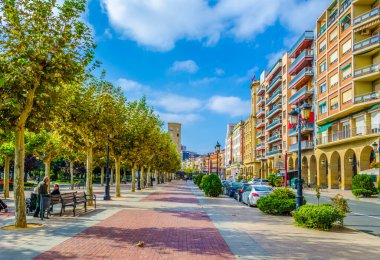 İnsanlar Logrono 'da bir sokakta geziniyor.