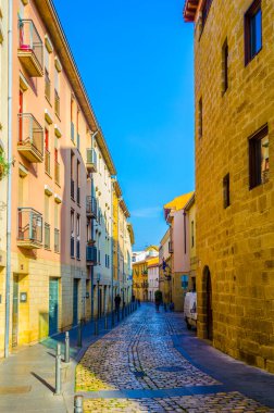 İnsanlar Logrono 'da bir sokakta geziniyor.