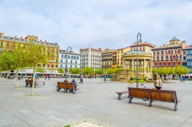 İspanya 'nın Pamplon şehrinde Plaza del Castillo