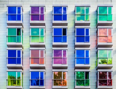 Bilbao, Spai 'de bir sokakta renkli evler