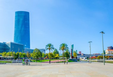 Bilbao, Spai 'deki Iberdrola gökdeleninin manzarası