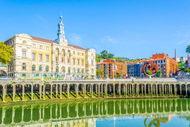 Waterfront of Nervion river near the town hall in Bilbao, Spai