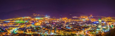 Night aerial view of Bilbao from Artxanda hill, Spai