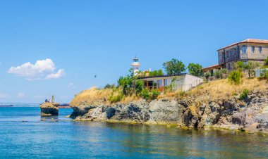 Bugaria 'daki Burgaz yakınlarındaki Saint Anastasia Adası manzarası