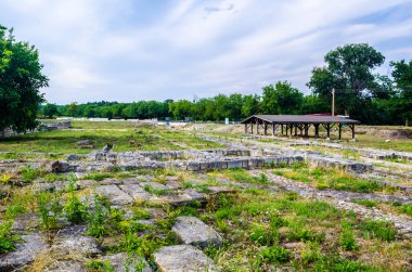 İlk İspanya başkenti veliki preslav 'ın Shumen yakınlarındaki harabelerinin manzarası.