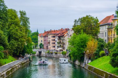 Ljubljanica nehri, Ljubljana 'nın tarihi merkezinden geçiyor.