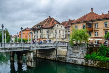 Ljubljanica nehri, Ljubljana 'nın tarihi merkezinden geçiyor.