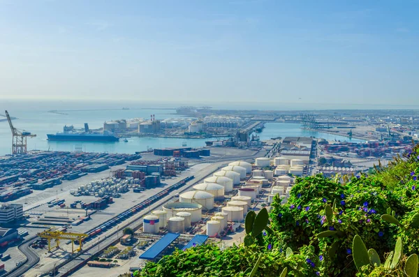 Aerial View Industrial Part Port Barcelona Spai — Stock Photo, Image