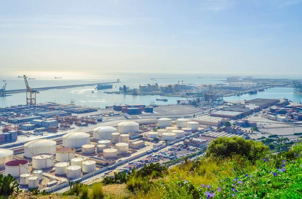 Aerial View Industrial Part Port Barcelona Spai — Stock Photo, Image