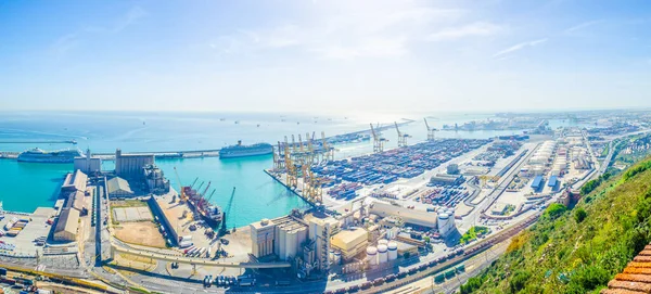 Vista Aérea Parte Industrial Del Puerto Barcelona Spai —  Fotos de Stock