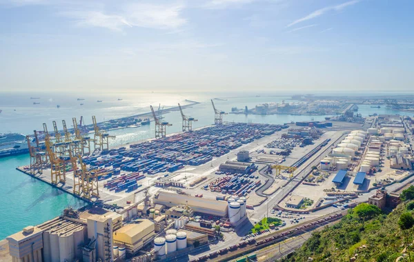 Aerial View Industrial Part Port Barcelona Spai — Stock Photo, Image