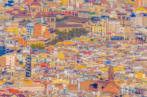 Montjuic kalesinden Barcelona 'nın havadan görünüşü, İspanya