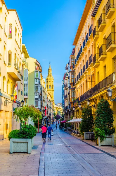 İnsanlar Logrono 'da bir sokakta geziniyor.