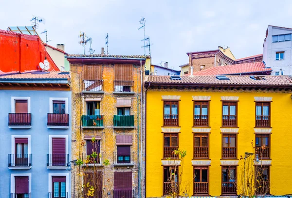 Colorful Houses Street Pamplona Spai — стокове фото
