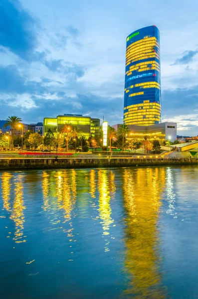 Sunset View Iberdrola Skyscraper Bilbao Spai — Stok fotoğraf