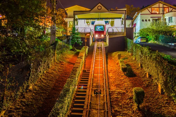 Night View Artxanda Funicular Station Bilbao Spai — стокове фото
