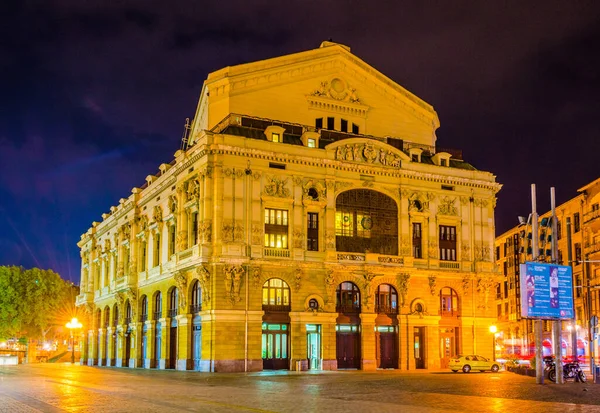 Night View Arriaga Theatre Spanish City Bilba — стоковое фото