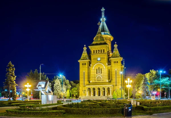 View Metropolitan Cathedral Romanian City Timisoara Night — Photo