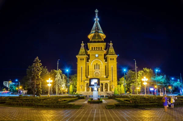 Άποψη Του Μητροπολιτικού Καθεδρικού Ναού Στη Ρουμανική Πόλη Τιμισοάρα Κατά — Φωτογραφία Αρχείου
