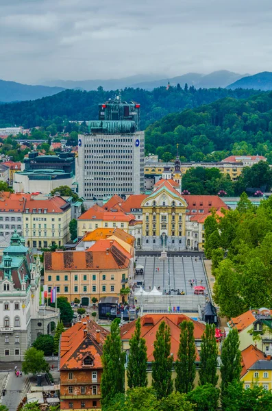 Aerial View Kongresni Trg Square Slovenian Capital Ljubljana — Stock Photo, Image
