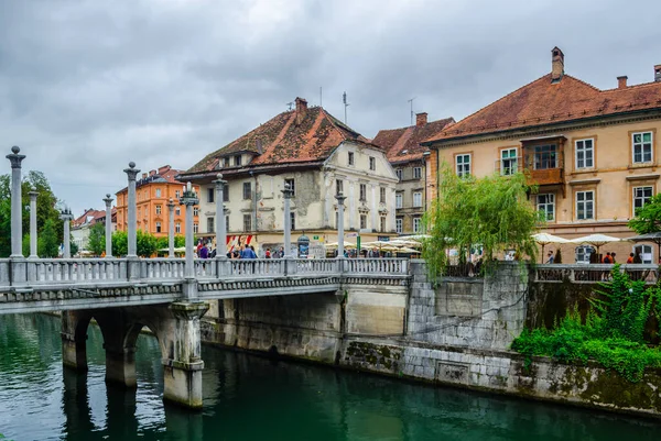 Ljubljanica nehri, Ljubljana 'nın tarihi merkezinden geçiyor.
