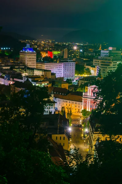 Preseren Meydanı 'nın havadan görünüşü, Ljubljana, Slovenya, Avrupa.