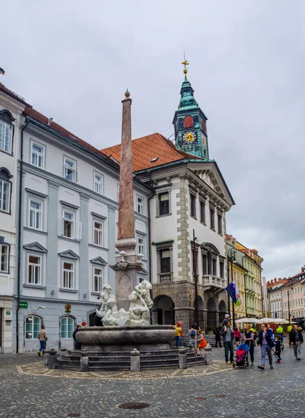 Romantické Centrum Města Lublaň Hlavní Město Slovinska Evropa Radnice Robina — Stock fotografie